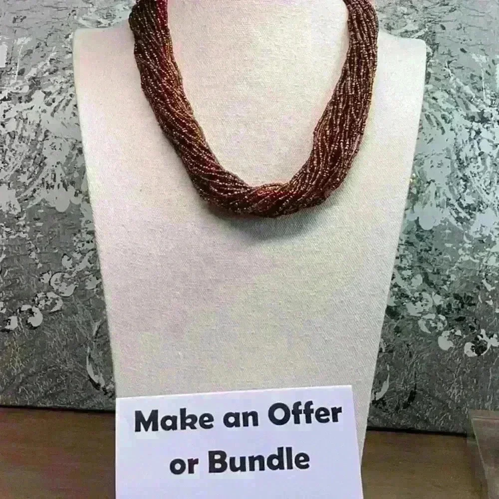 Vintage Brown Glass Seed Bead Necklace
